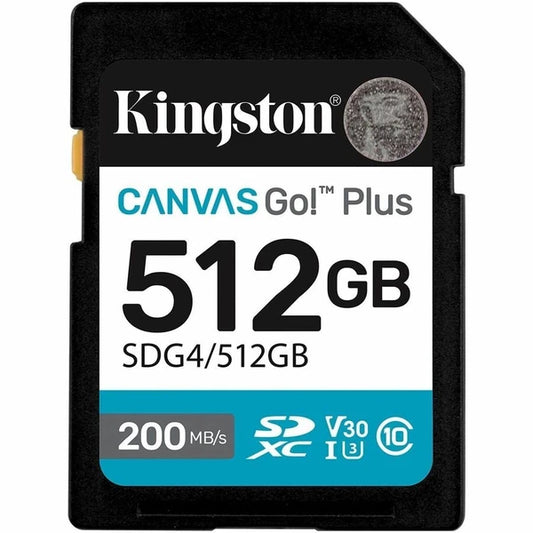 SDG4512GB - Kingston Canvas Go! Plus 512GB Class 10/UHS-I U3 V30 SDXC