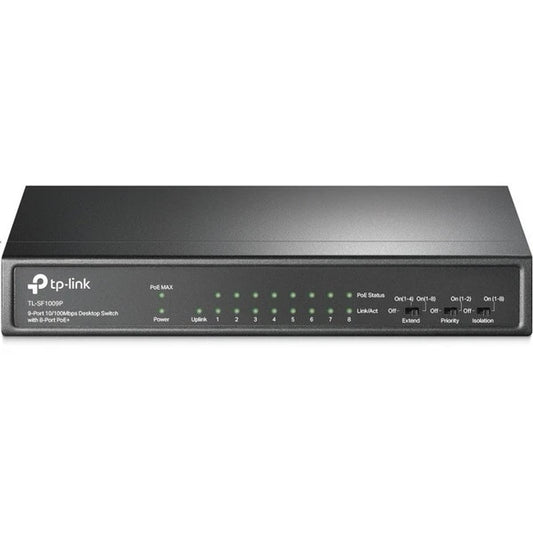 TLSF1009P - TP-Link 9 Port 10/100Mbps 8 PoE+ 1.8Gbps Desktop Switch