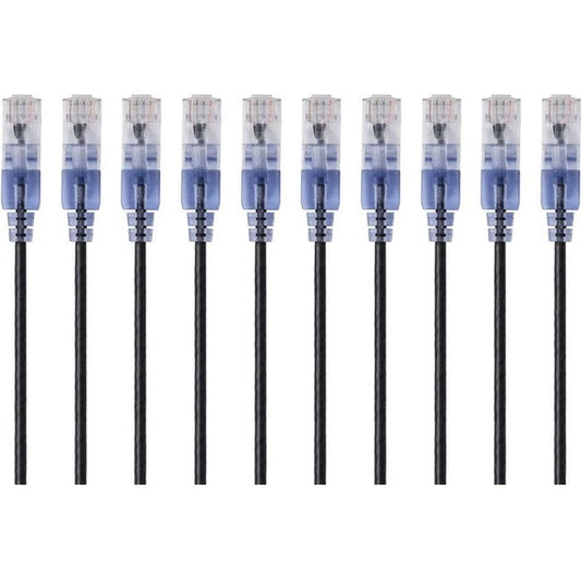 15165 - Monoprice 10- SlimRun Cat6A 10ft Black Ethernet Network Patch Cable