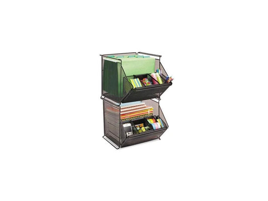 SAF2164BL - Safco Onyx Stackable Mesh Storage Bin 4-Compartment 14 X 15 1/2 X 11 3/4 Black