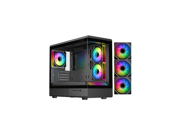 ARGB-M1-BK - DIYPC Black USB3.0 Type C Tempered Glass Micro ATX Gaming Computer