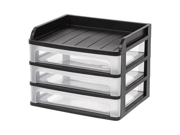 150175 - IRIS 3-Drawer Medium Desktop Storage 11 1/4"H x 14 1/4"W x 11 13/16"D Black