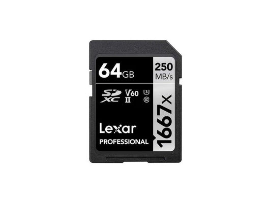 LSD64GCBNA1667 - Lexar 1667x 64GB SDXC UHS-II/U3 Memory Card