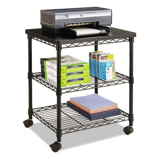 5207BL - Safco Desk Side Wire Machine Stand Metal 3 Shelves