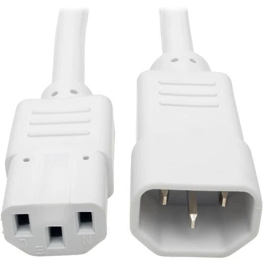 P005-002-AWH - Tripp Lite 2ft Heavy Duty Power Extension Cord 15A 14 AWG C14 C13 White 2'