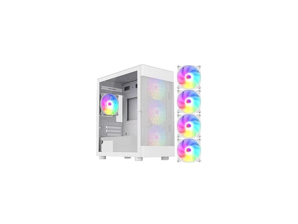 ARGB-G5-W - DIYPC White USB3.0Tempered Glass Micro ATX Gaming Computer Case