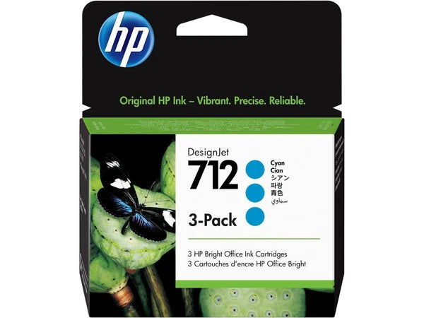 3ED77A - HP 712 3- 29-ml Cyan DesignJet Ink Cartridge