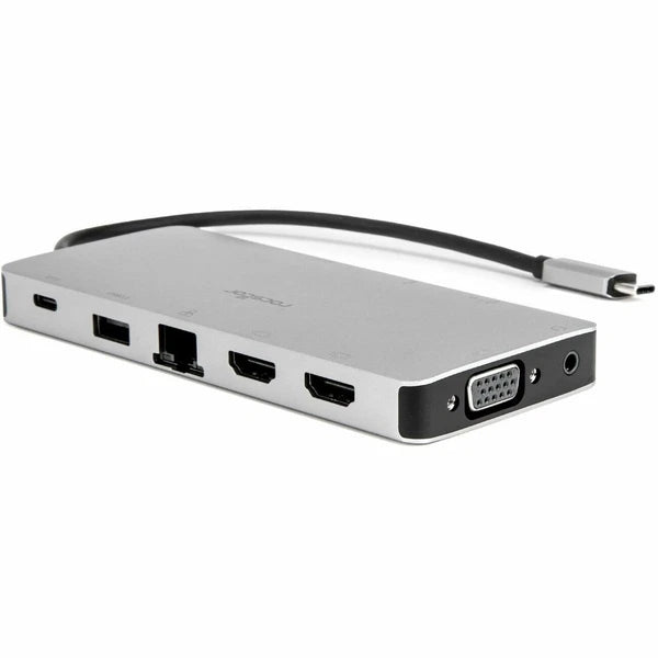 Y10P035-S1 - Rocstor USB-C Portable Dock Multiport Adapter 100W PD 2x HDMI 1x VGA 4x USB-A SD/TF