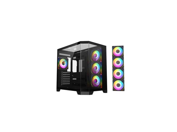 ARGB-N8-BK - DIYPC Black Dual USB3.0 1 xType C Tempered Glass ATX Gaming Computer