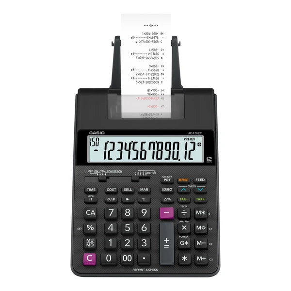 HR-170RC - Casio HR170R Printing Calculator Black/Red Print 2 Lines/Sec HR170RC
