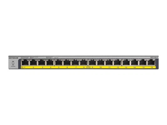 GS116LP100NAS - Netgear 16-Port PoE PoE+ Gigabit Ethernet Unmanaged Switch