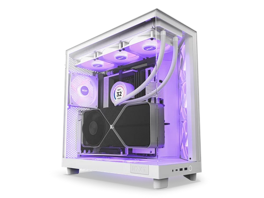 CC-H61FW-R1 - NZXT H6 FLOW RGB Compact Dual-Chamber Mid-Tower Airflow Case White