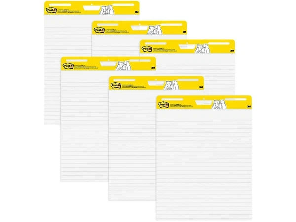 561WL-VAD-6PK - Post-it Super Sticky Wall Easel Pad 25" x 30" Lined 30 Sheets/Pad 6 Pads/