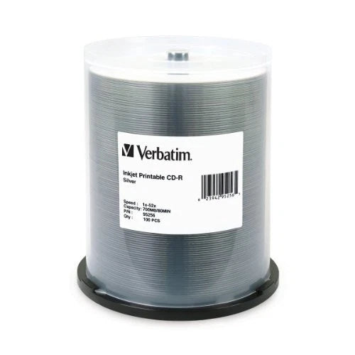 95256 - Verbatim CD-R 700MB 52X DataLifePlus Silver Inkjet 100pk Spindle VER
