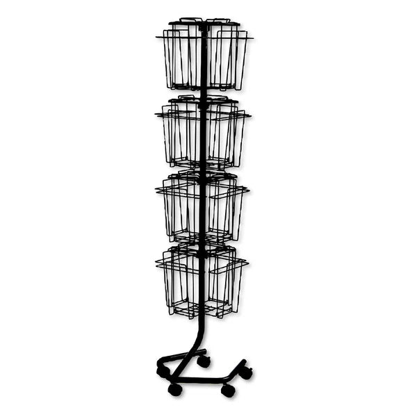 4139CH - Safco Wire Rotary Display Racks 16 Compartments 15w x 15d x 60h Charcoal