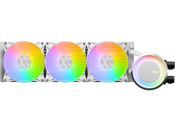 CLE360W - MSI MAG CoreLiquid E360 WhiteAIO ARGB CPU Liquid CoolerRotating Cap Design