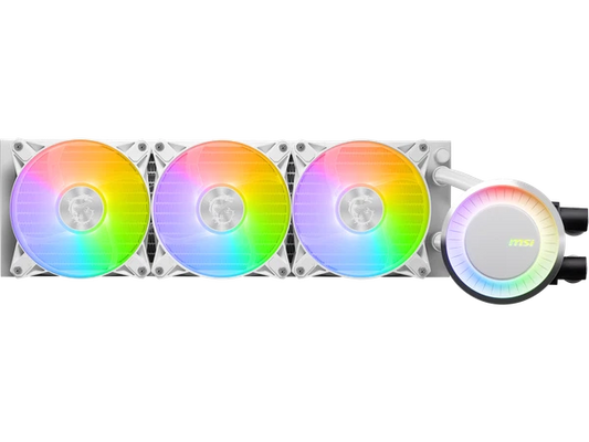 CLE360W - MSI MAG CoreLiquid E360 WhiteAIO ARGB CPU Liquid CoolerRotating Cap Design
