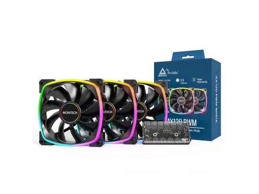 AX120-3IN1B - Montech AX 120MMPWM FanSilent PerformanceHigh Speed 1600PWMHigh-End