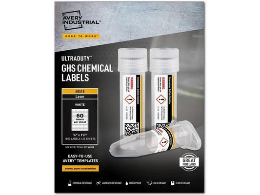 AVE60518 - Avery GHS Chemical Labels 60UP 5BX/CT White 60518
