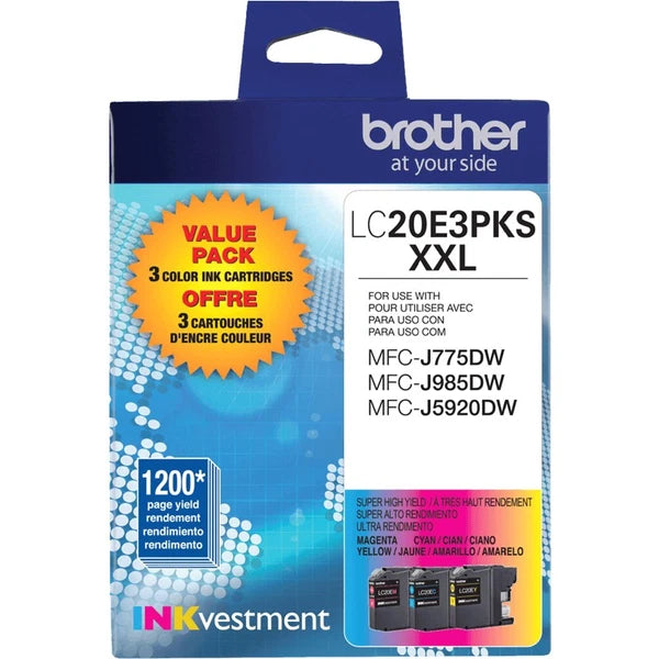 LC20E3PKS - Brother INKvestment High Yield Inkjet Ink Cartridge Value Cyan