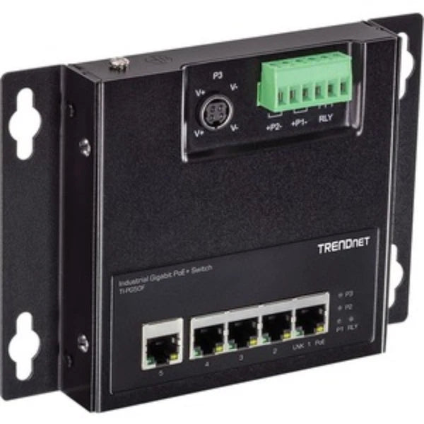 ‎TI-PG50F - TRENDnet 5-Port Industrial Gigabit Poe+ Wall-Mounted Front Access Switch