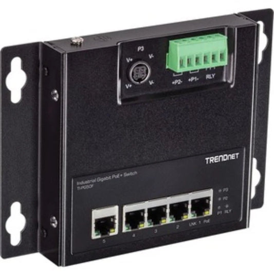 ‎TI-PG50F - TRENDnet 5-Port Industrial Gigabit Poe+ Wall-Mounted Front Access Switch