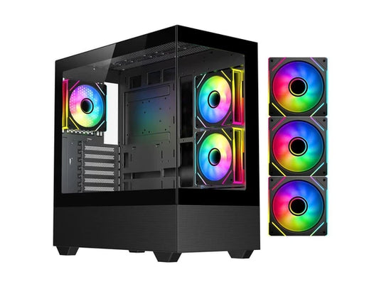 ARGB-N5-BK - DIYPC Black USB3.0 Type C ATX Mid Tower Gaming Computer Case