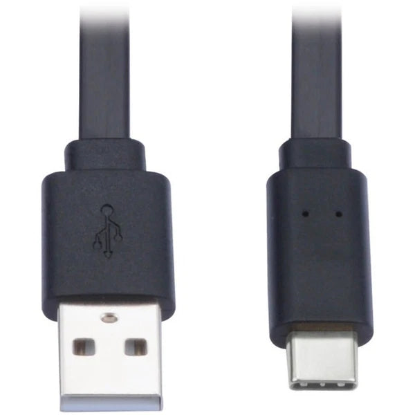 U038-006-FL - Tripp Lite USB-A to USB C Flat USB 2.0 Thunderbolt 3 Black 6ft Cable