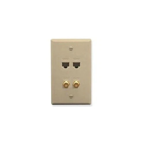 ICRDS2F5IV - ICC 2 Data & 2 F-type Integrated Faceplate RJ-45 Network Type F Coaxial