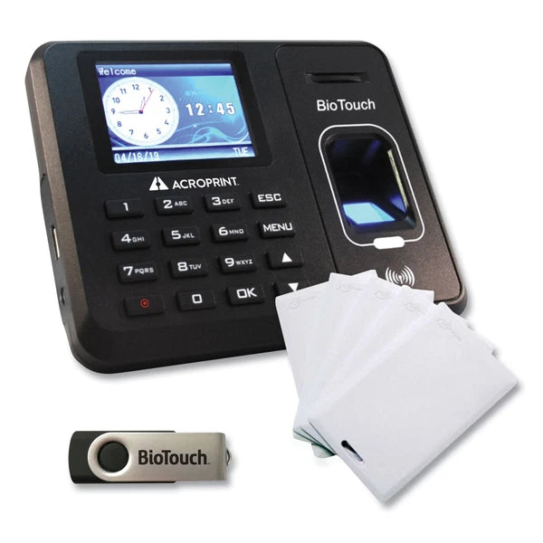 01-0276-200 - Acroprint BioTouch Time Clock and Badges Bundle 10000 Employees Black