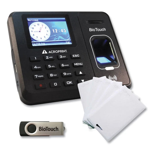 01-0276-200 - Acroprint BioTouch Time Clock and Badges Bundle 10000 Employees Black