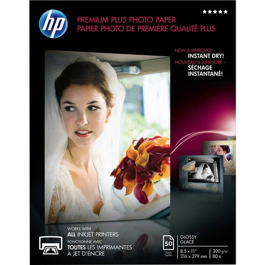 CR664A - HP 8.50"x11" Glossy Single Premier Plus Photo Paper Inkjet