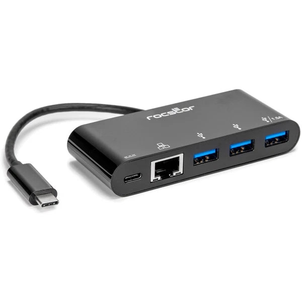 Y10A262-B1 - Rocstor USB-C to 3-Port USB-A USB-C & RJ45 Multiport Adapter USB 3.0 Hub