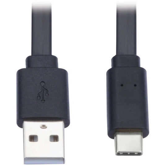 U038-003-FL - Tripp Lite USB-A to USB C Flat USB 2.0 Thunderbolt 3 Black 3ft Cable
