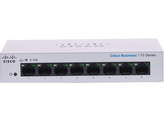 CSC-CBS110-8T-D-NA - Cisco Business CBS110-8T-D Unmanaged Switch 8 Port GE Desktop Ext PS Lim