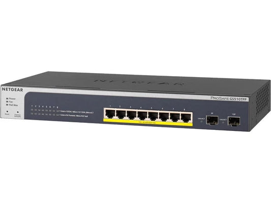 GS510TPP100NAS - Netgear 10-Port Gigabit Ethernet Smart Managed Pro PoE Switch GS510TPP