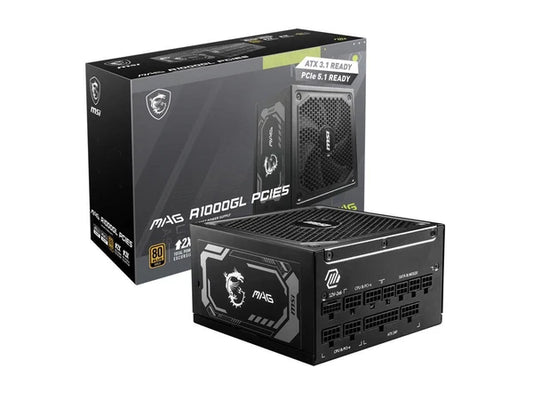 A1000GL - MSI MAG PCIE 5 80 GOLD Fully Modular Gaming PSU 12V-2×6 Cable