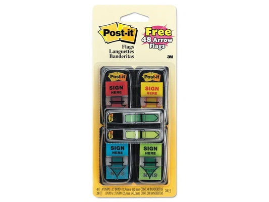 680SH4VA - Post-it Arrow Message 1" Page Flags 200Sign Here" 48 Arrow Four Colors 248