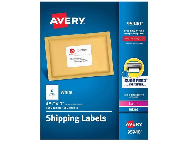 7278295940 - Avery White Shipping Labels Laser/Inkjet 3 1/3 x 4 White