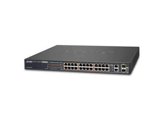 FGSW-2624HPS - Planet 24-Port 10/100TX 802.3at PoE + 2-Port Gigabit TP SFP Combo