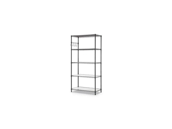 ALESW653618BA - Alera 5-Shelf Wire Shelving Kit Casters and Shelf Liners 36x18x72 Black Anthraci