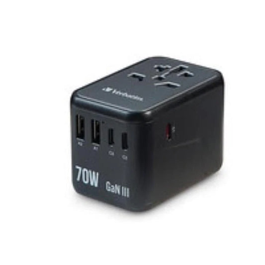 32124 - Verbatim UTA-09 Gan III Universal Travel Adapter 70W USB-C USB-A