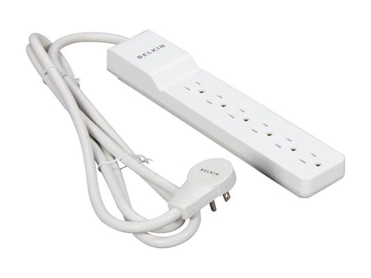 BE106001-06R - Belkin 6 ft 6 Outlets 720 J Home/Office SlimLine Surge Suppressor