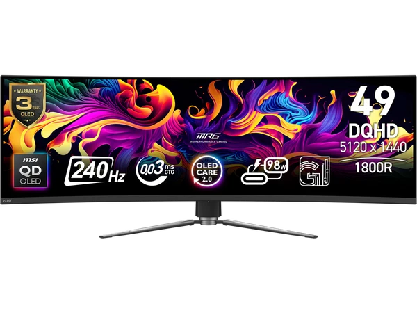 491CQPX - MSI MPG QD-OLED 49" Class Dual Quad HD DQHD Curved Screen Gaming OLED