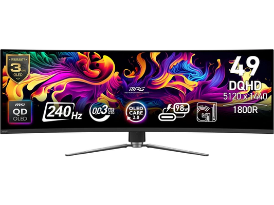 491CQPX - MSI MPG QD-OLED 49" Class Dual Quad HD DQHD Curved Screen Gaming OLED