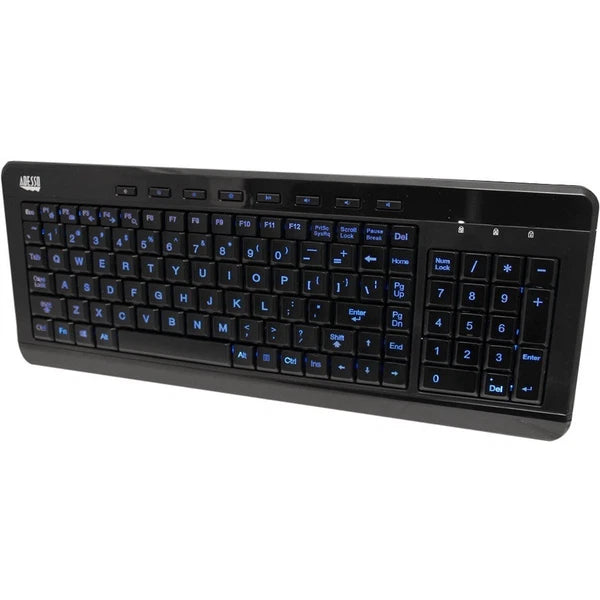 AKB120EB - Adesso SlimTouch 120 3-Color Illuminated Compact Multimedia Keyboard