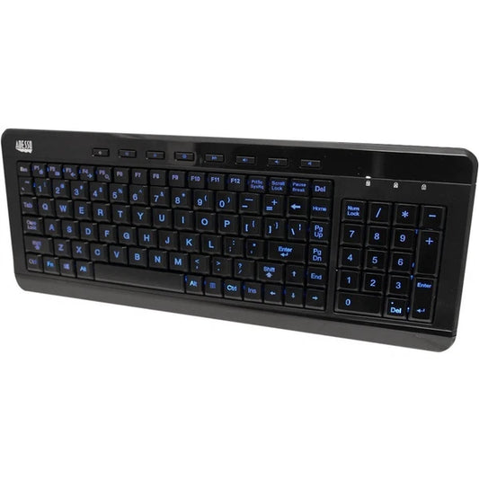 AKB120EB - Adesso SlimTouch 120 3-Color Illuminated Compact Multimedia Keyboard