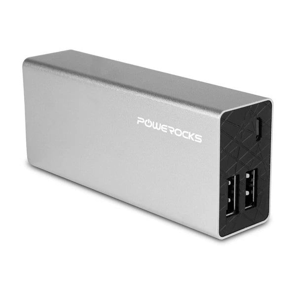 370709 - PowerRocks Rose Stone 6000mAh Power Bank Extended External Battery Charger Silver