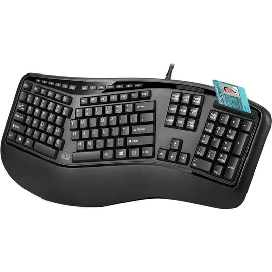 AKB150SBTAA - Adesso TAA Compliant USB Desktop Ergonomic Keyboard Built-In SmartCard Reader
