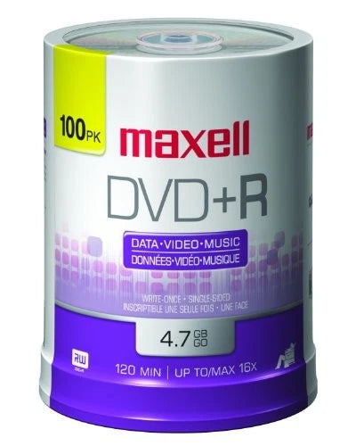 639016 - Maxell 4.7GB DVD+r 100-ct Spindle maxell Mxldvd+r/100